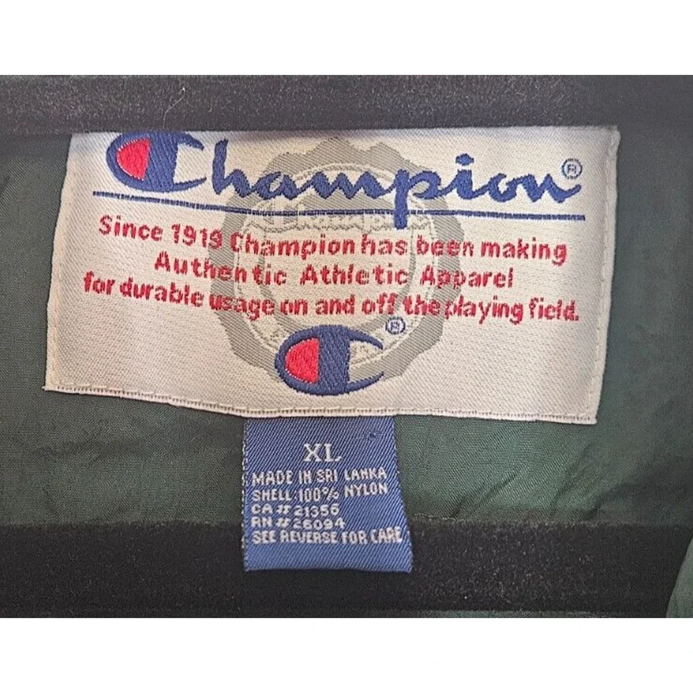Vintage Champion Jacket Mens XL Green Full Zip Pockets Retro Windbreaker 80s 90s
